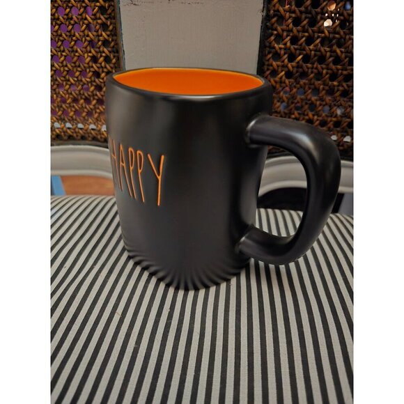 NWT Rae Dunn Happy Halloween Double Sided Coffee Mug Black Orange - Picture 2 of 10
